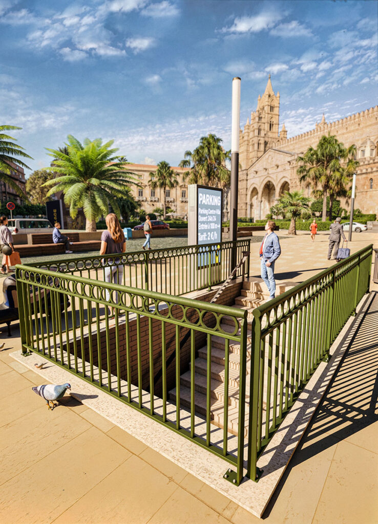 Urbencea-Réinventons-nos-espaces-de-vie-garde-corp-modele-ioniq-accès-parking-espace-urbain
