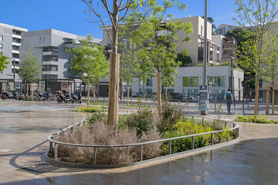 Urbencea-Réinventons-nos-espaces-de-vie-nice-meridia-place-lisse-basse-corten-végétalisation-protection-délimitation