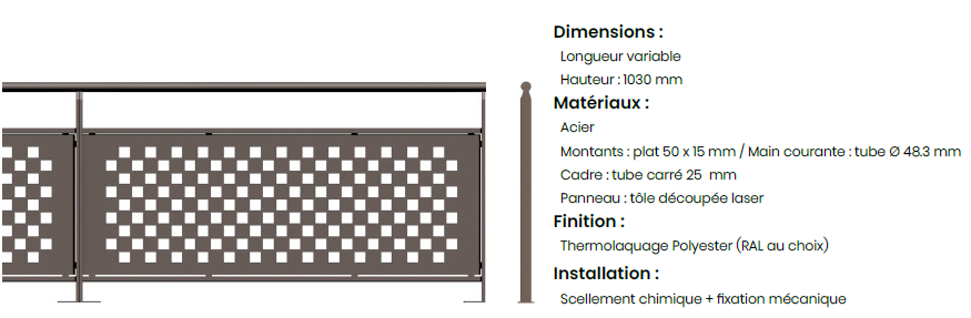 urbencea - descriptif garde corps Quadri