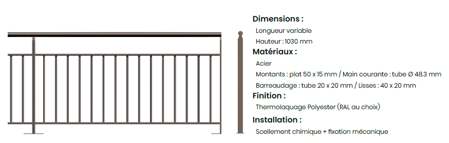 urbencea - descriptif garde corps Rialta